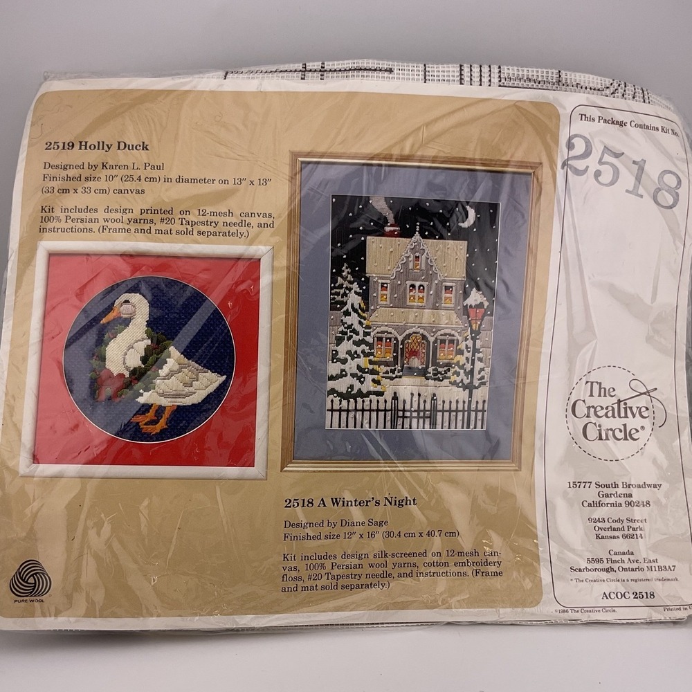 The Creative Circle 2518 A Winters Night Needlepoint Kit Diane Sage Vintage 1986